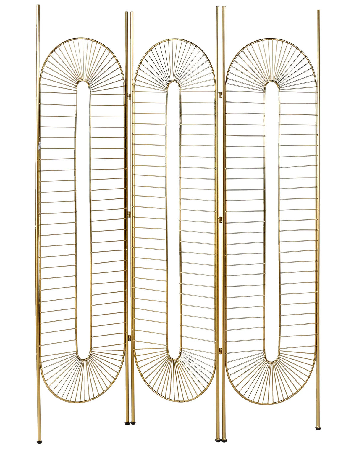 Room Divider Gold Metal Iron Frame 3 Panels Folding Decorative Screen Partition Beliani