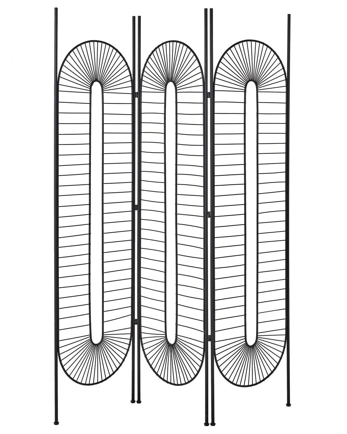 Room Divider Black Metal Iron Frame 3 Panels Folding Decorative Screen Partition Beliani