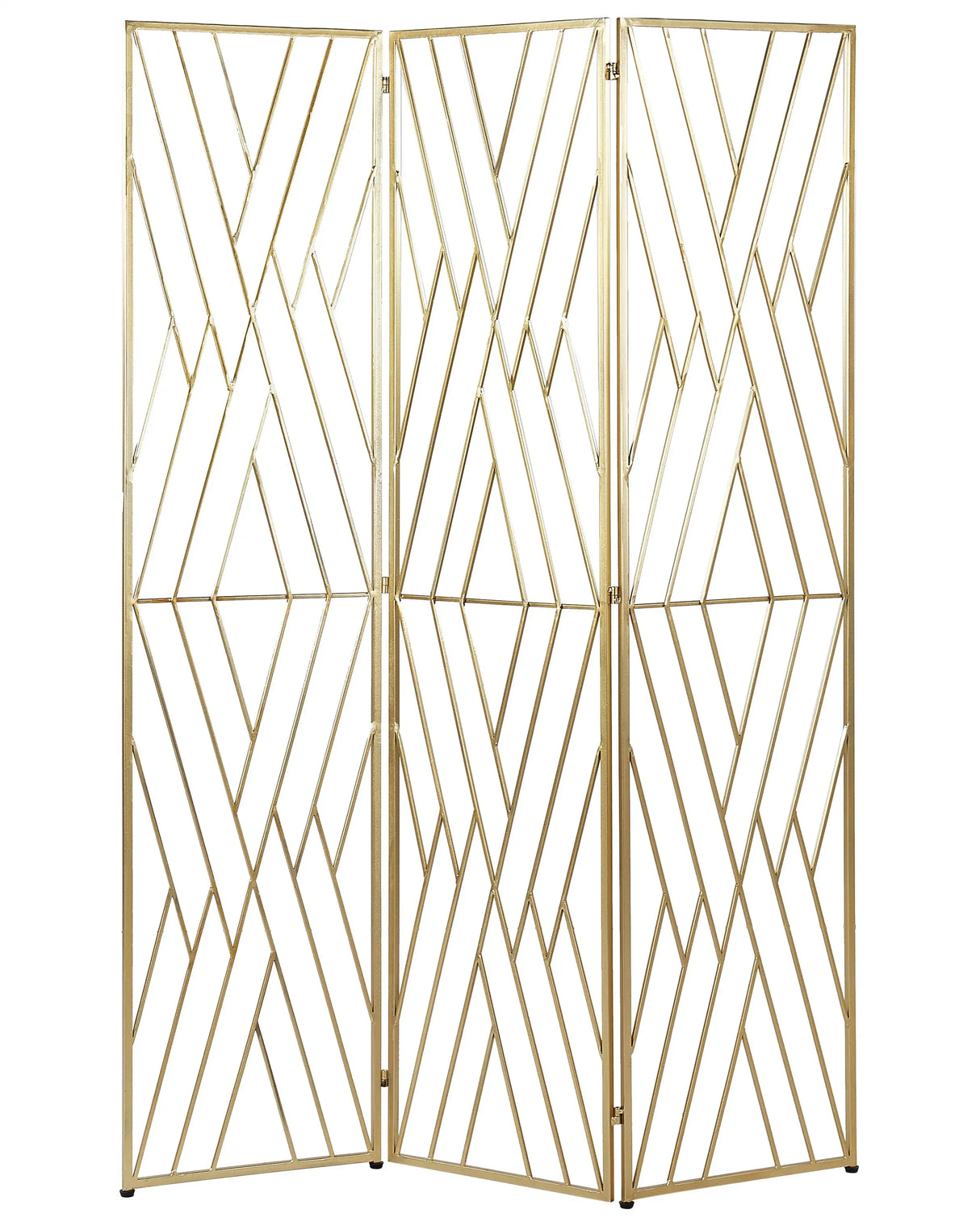 Room Divider Gold Metal Iron Frame 3 Panels Folding Decorative Screen Partition Beliani