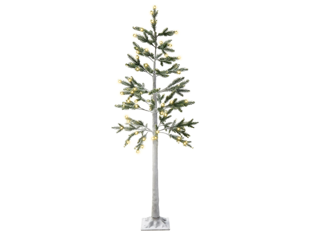 Artificial Christmas Tree White PE 180 cm Pre-Lit LED Lights Outdoor & Indoor Snowed Scandinavian Style Beliani