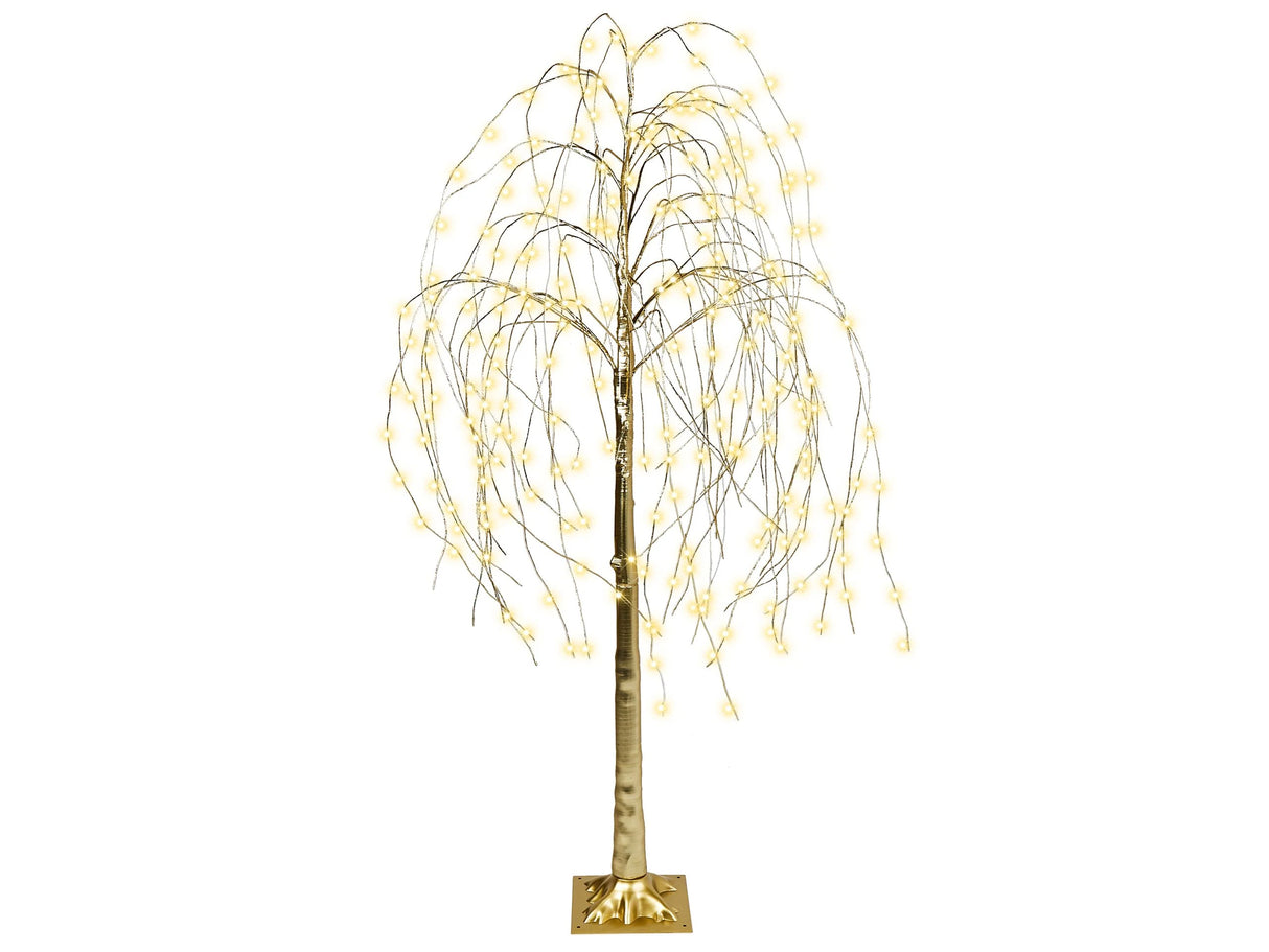 Artificial Christmas Tree Gold PVC 180 cm Pre-Lit LED Lights Outdoor & Indoor Scandinavian Style Beliani