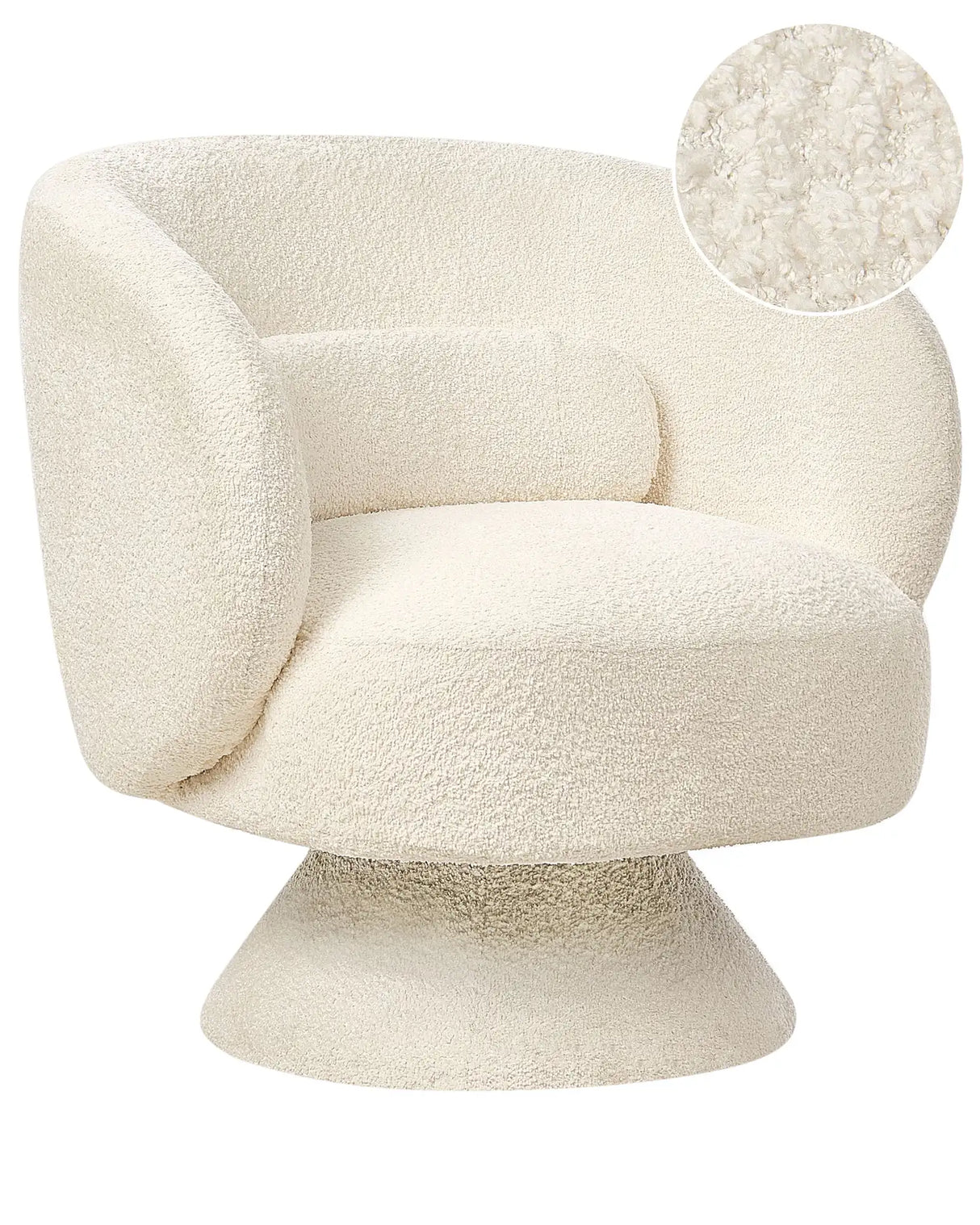Swivel Armchair Off-White Boucle Seat Armelss Retro Style Metal Legs Beliani