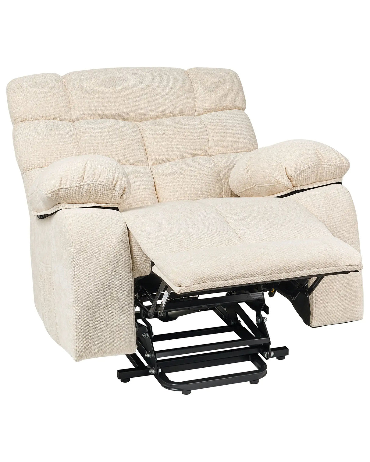 Electric Recliner Armchair Light Beige Polyester Upholstered Single Seat with Footrest Lift Function Modern Design Relax Beliani