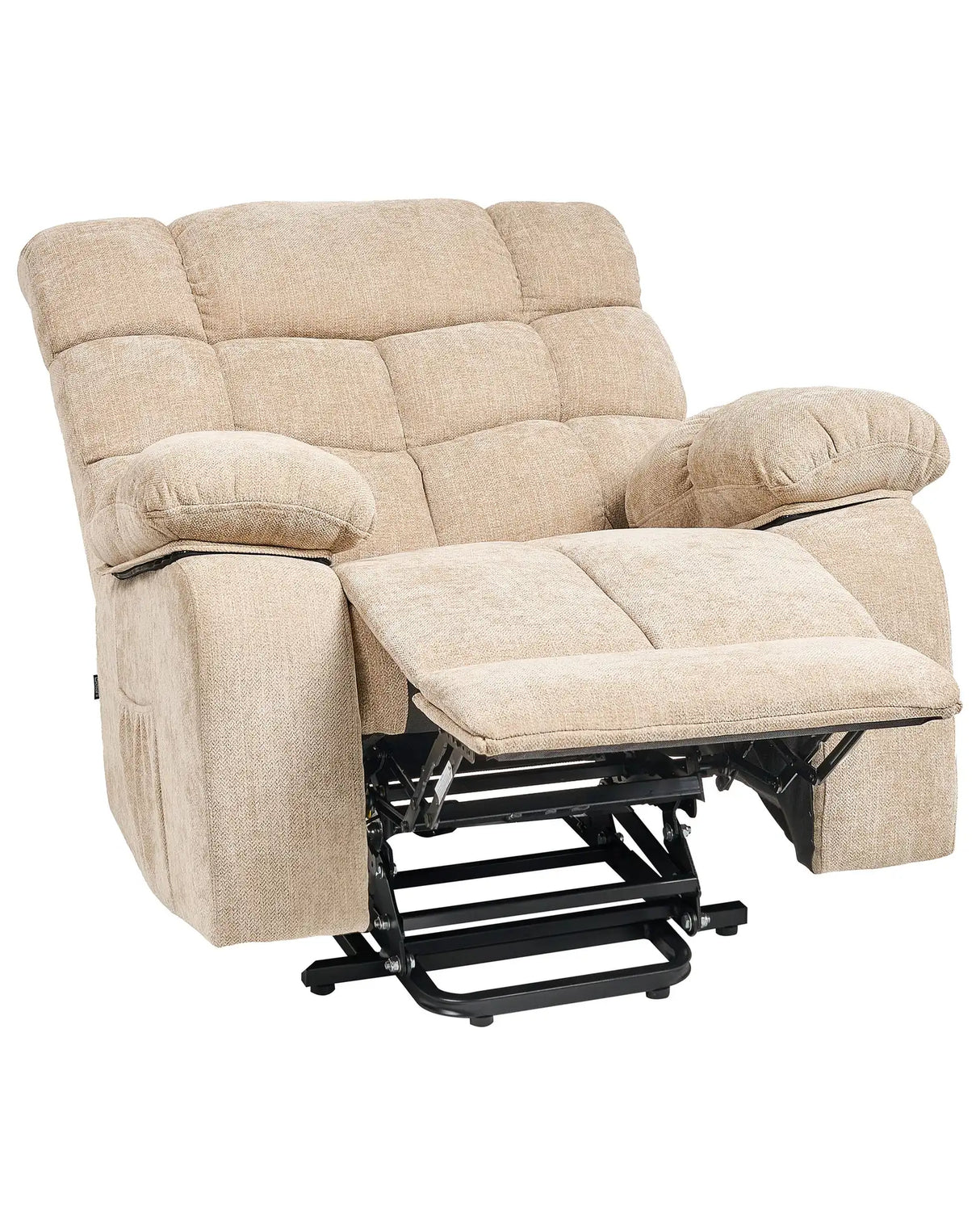 Electric Recliner Armchair Beige Polyester Upholstered Single Seat with Footrest Lift Function Modern Design Relax Beliani