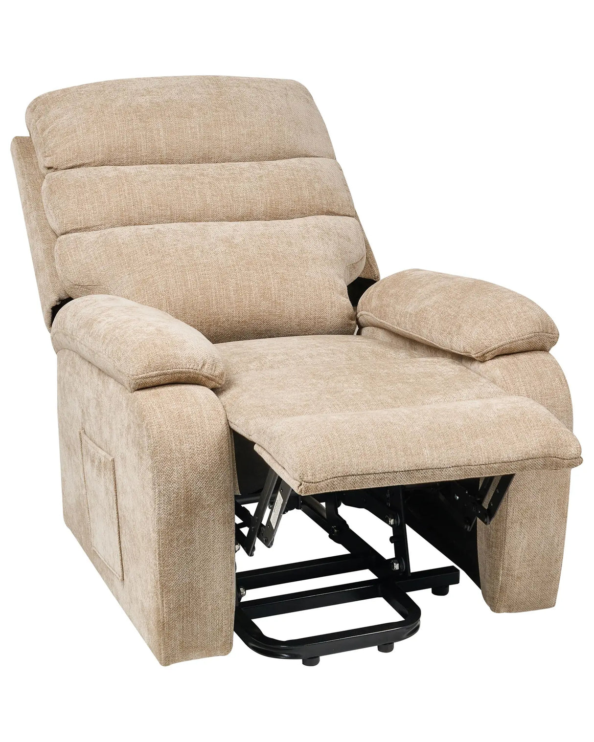 Electric Recliner Armchair Beige Polyester Upholstered Single Seat with Footrest Lift Function Modern Design Relax Beliani
