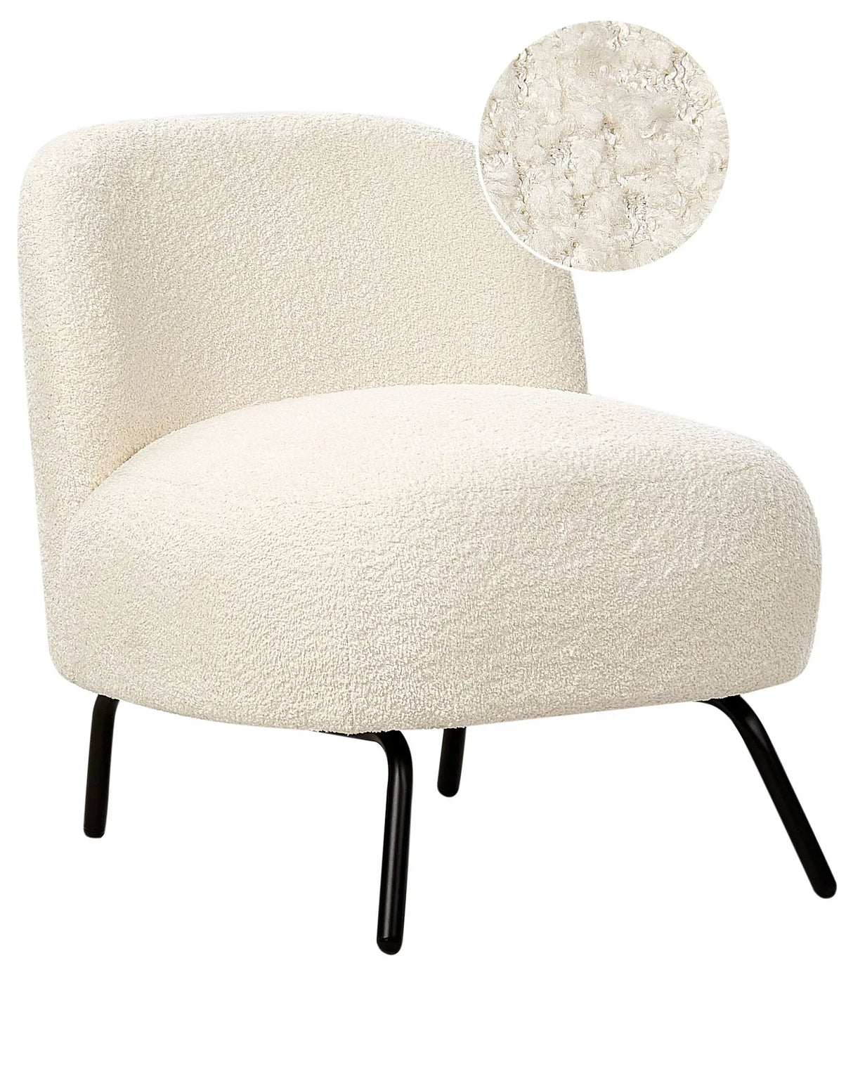 Armchair Off-White Boucle Seat Armelss Retro Style Metal Legs Beliani