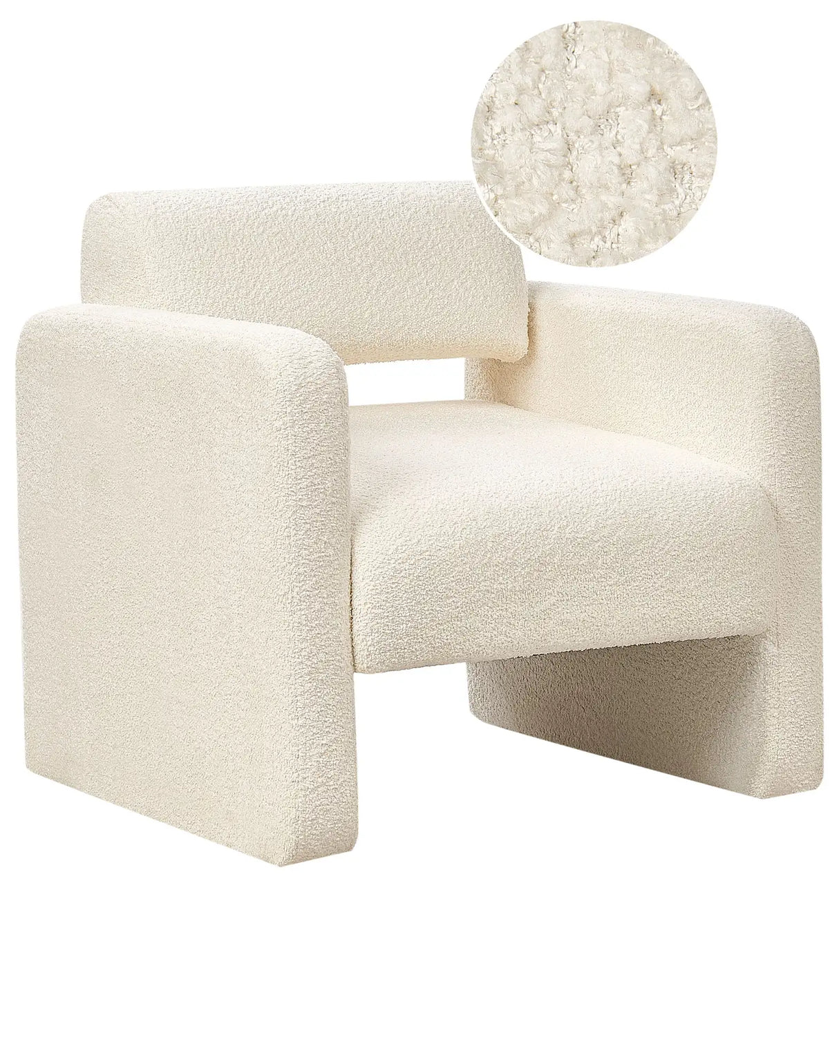 Armchair Off-White Boucle Seat Armelss Retro Style Beliani