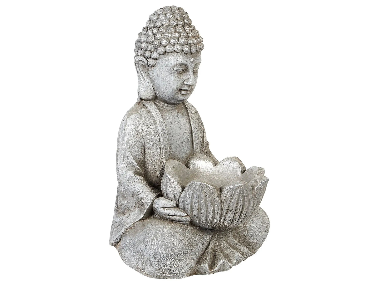 Decorative Figurine Grey MgO 44 cm Accent Piece Budda Indoor Outdoor Decoration Living Room Beliani