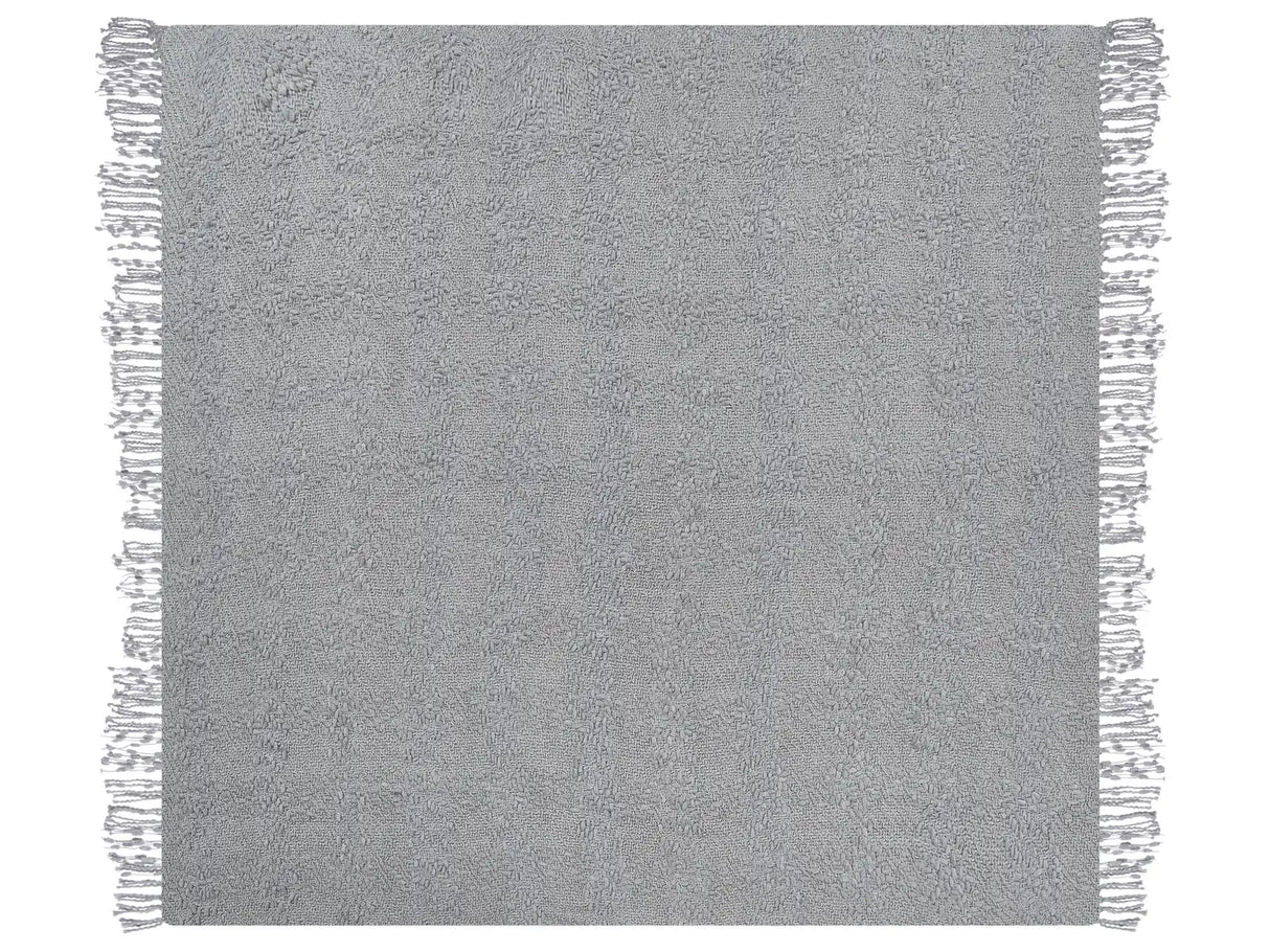 Blanket Grey Cotton and Acrylic 200 x 220 cm Woven Bed Throw with Tassels Bed Spread Cover Beliani