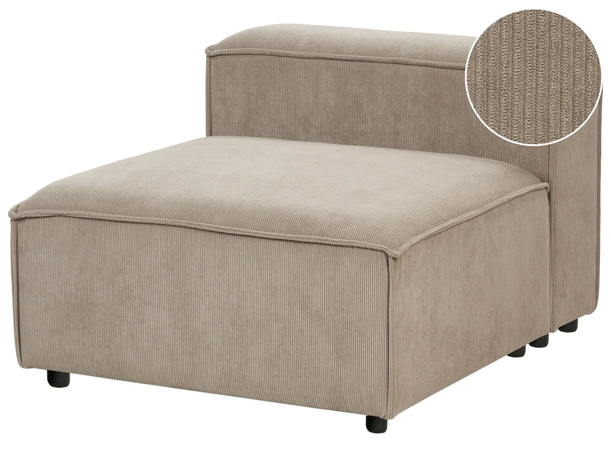 1 Seat Section Light Brown Cord Upholstered Modular Sofa Element Chair Seat Black Legs Modern Style Beliani