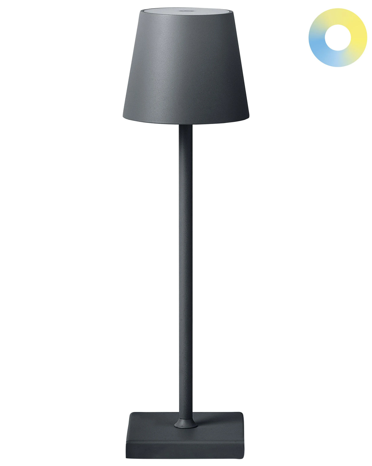 Table Lamp Dark Grey Aluminium Indoor Outdoor Modern with Touch Switch USB Cable Charging Wireless Beliani