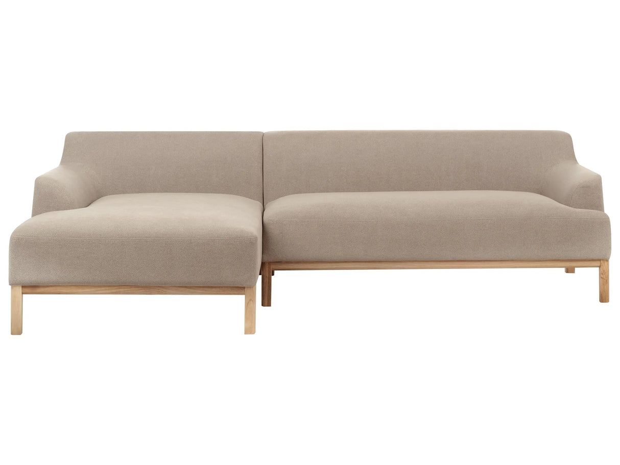 Right Hand Corner Sofa Taupe Polyester Fabric Wooden Legs Living Room Stylish Beliani