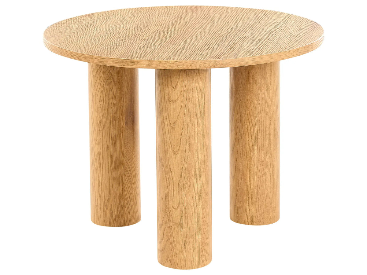 Coffee Table Light Wood Engineered Wood 60 cm Retro Round Living Room Wood Veneer Beliani