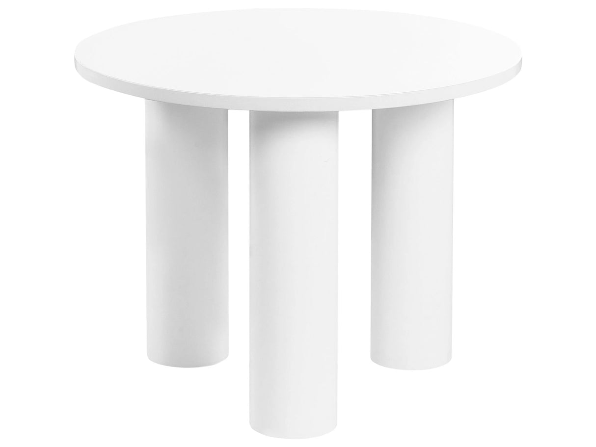 Coffee Table White Engineered Wood Retro Round Living Room Wood 60 cm Veneer Beliani