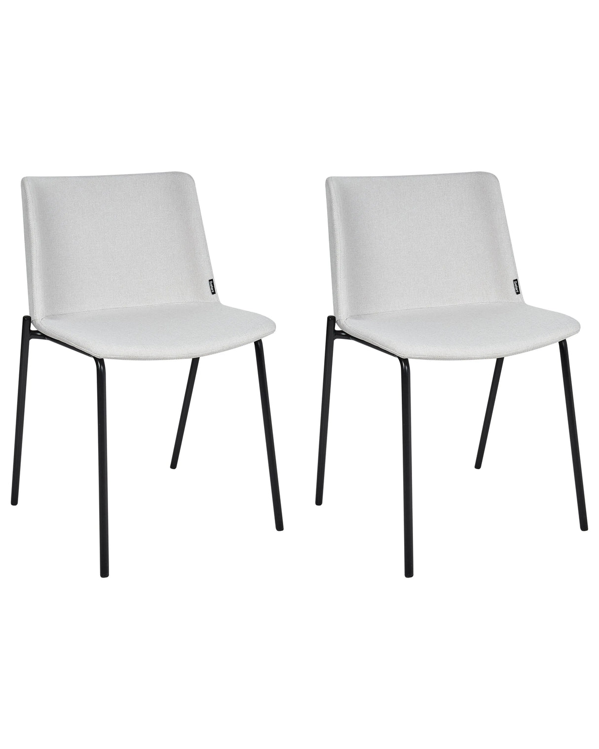 Set of 2 Dining Chairs Light Grey Polyester Fabric Metal Legs Upholstered Stylish Dining Room Beliani