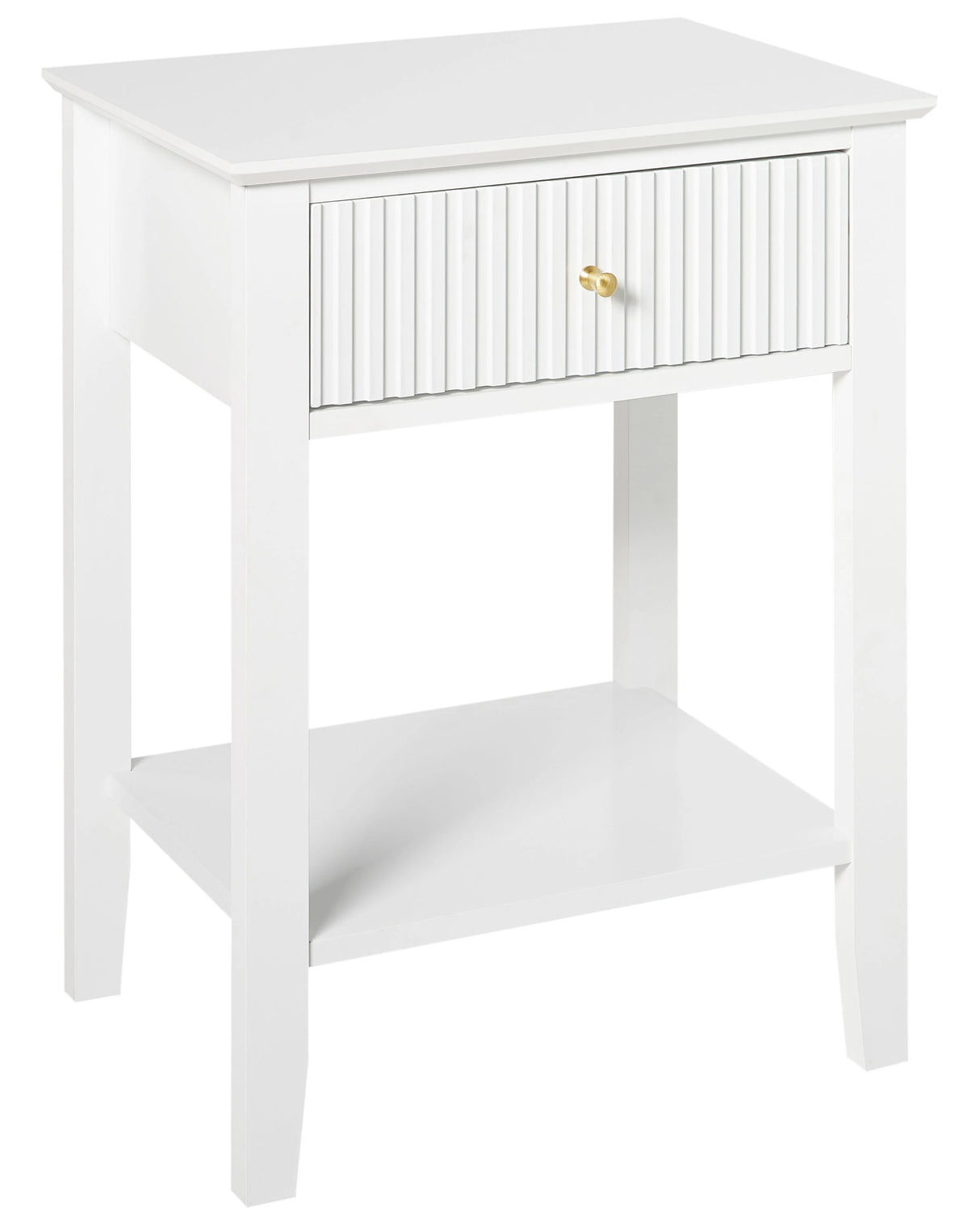 1 Drawer Bedside Table White MDF 1 Shelf Gold Handle Bedroom Stylish Beliani