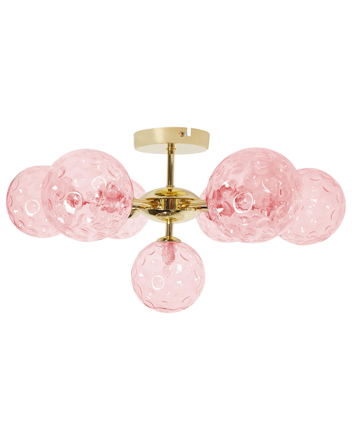 Ceiling Light 7 Lights Pink and Gold Glass and Iron Metal Glamorous Modern Look Living Room Lighting Beliani