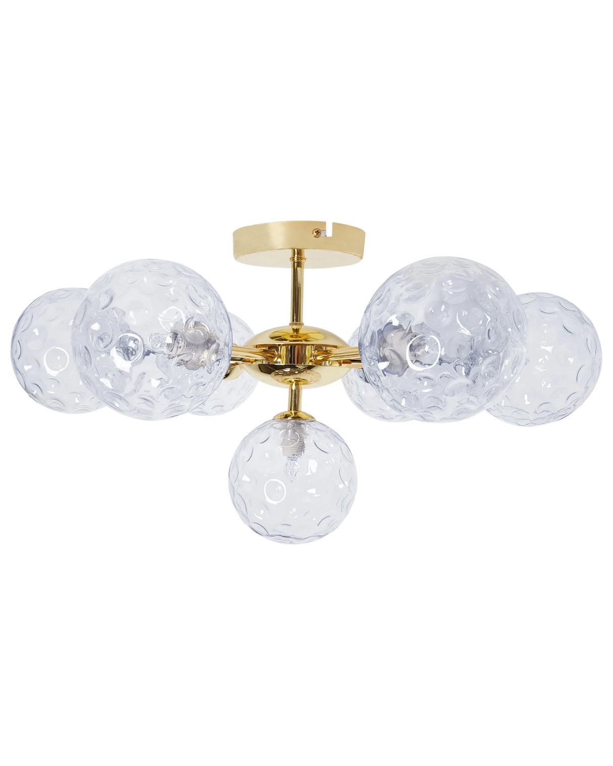 Ceiling Light 7 Lights Blue and Gold Glass and Iron Metal Glamorous Modern Look Living Room Lighting Beliani