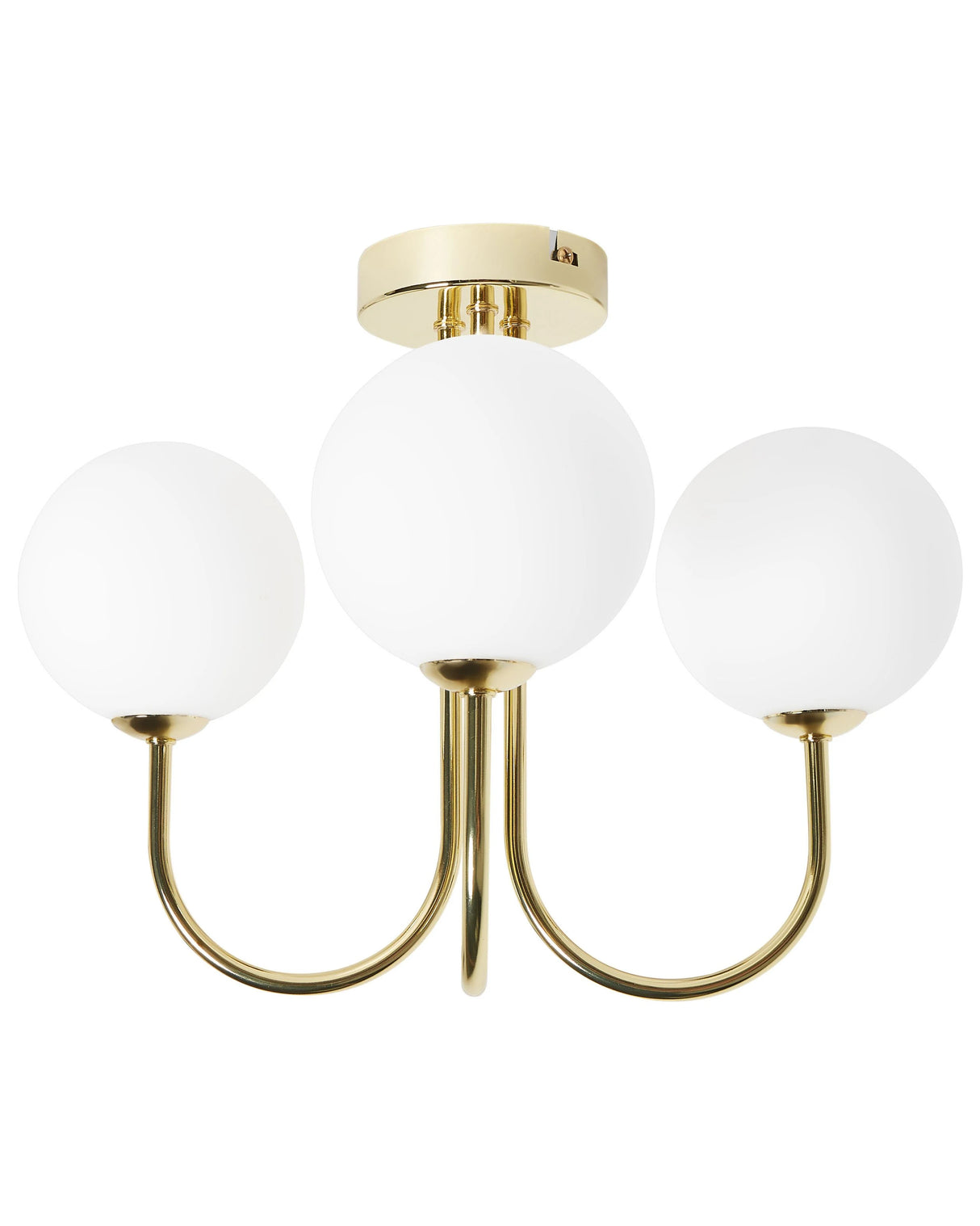 Ceiling Light 3 Lights White and Gold Glass and Iron Metal Glamorous Modern Look Living Room Lighting Beliani