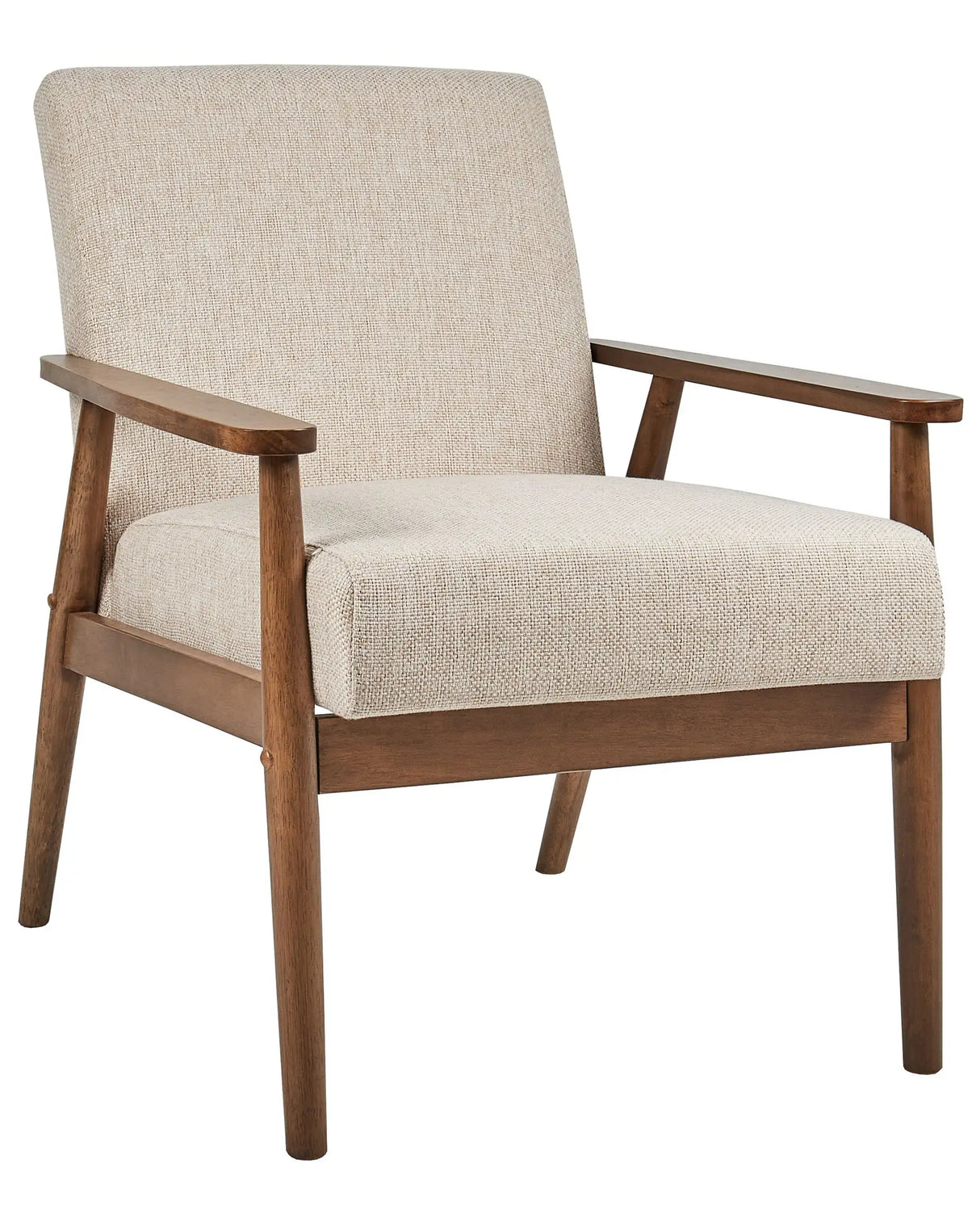 Armchair Beige Polyester Fabric Linen Upholstery Retro Design Dark Wooden Frame Armrests Living Room Beliani