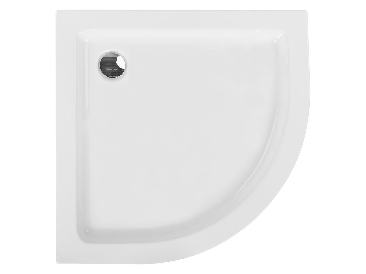 Brusebund med aflb hvid akryl ABS syntetisk materiale 80 x 80 x 7 cm afrundet form minimalistisk badevrelse Beliani