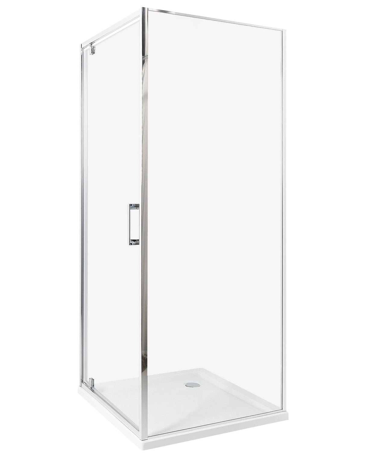 Shower Enclosure Silver Tempered Glass Aluminium Frame Single Door Square 70 x 70 x 185 cm Modern Design Beliani