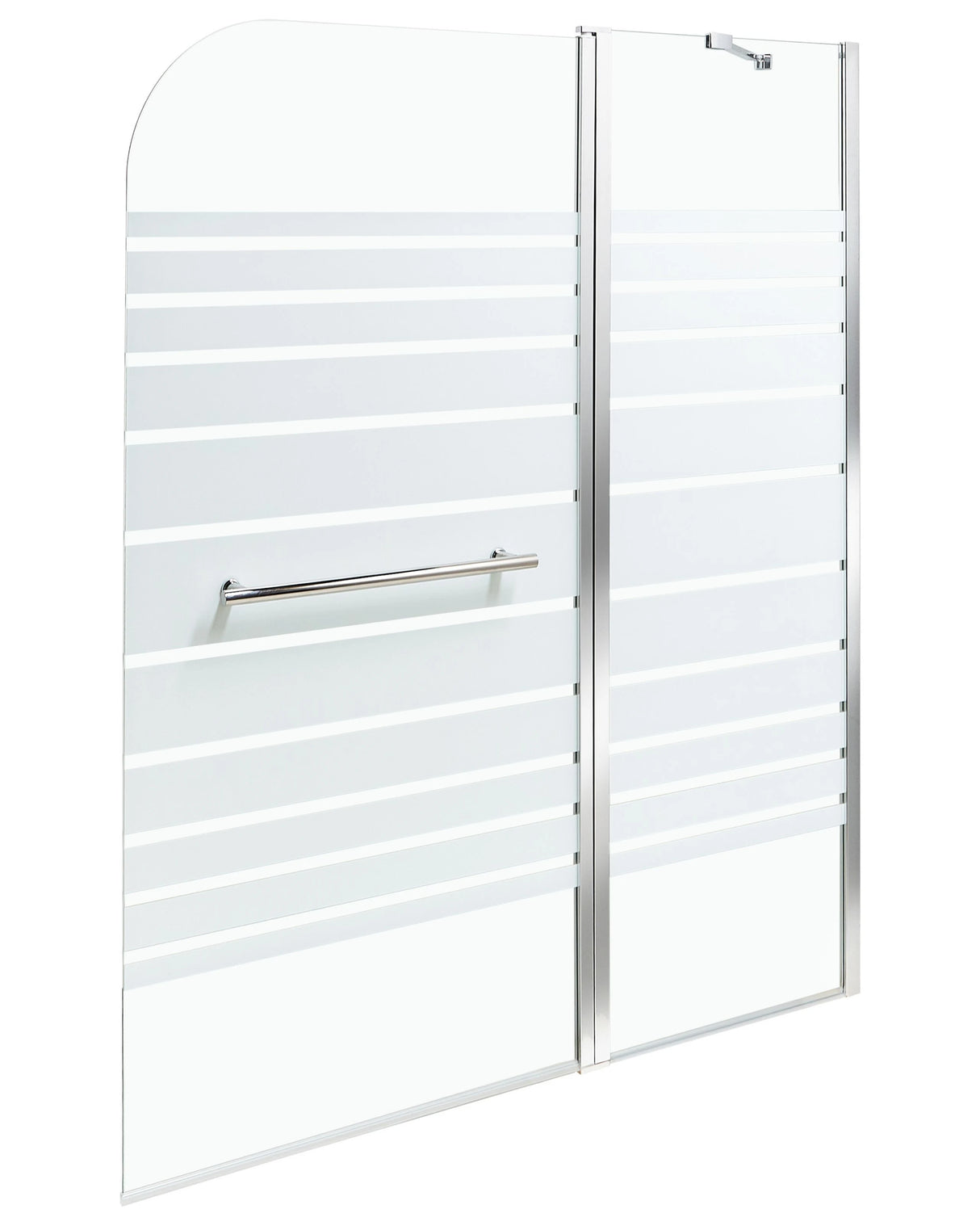 Shower Bath Screen with Doors Silver Transparent and Frosted Tempered Glass with Aluminium and Stainless Still 140 x 100 cm Adjustable Minimalist Beliani