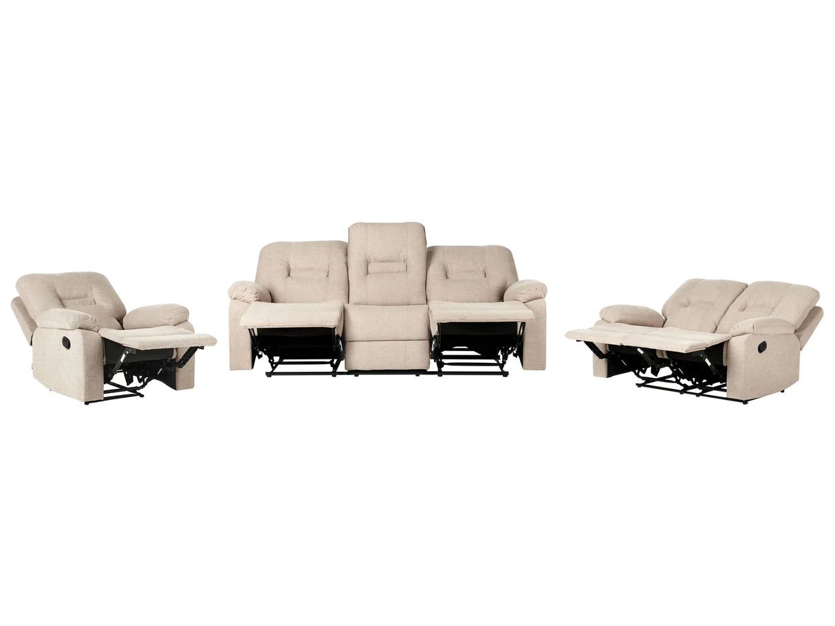 Living Room Set 3 Seater 2 Seater Armchair Beige Recliner Manually Adjustable Back and Footrest Beliani