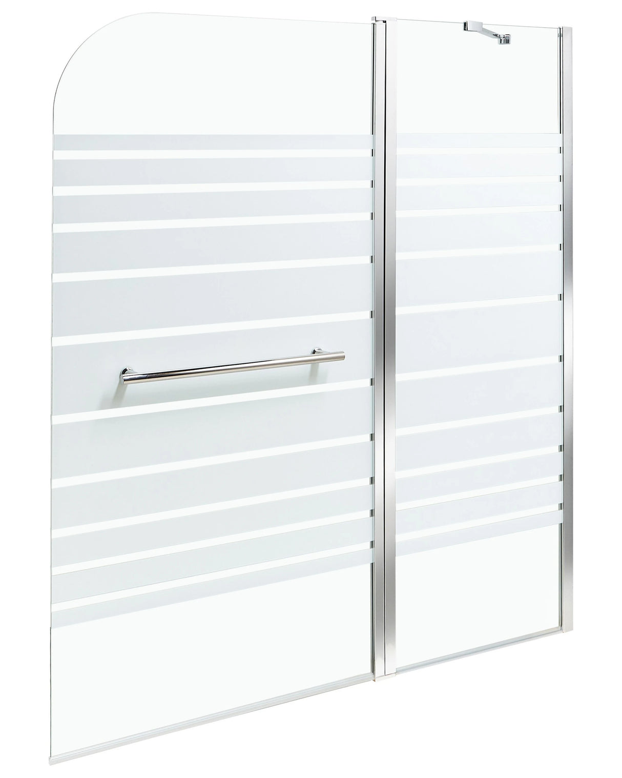 Shower Bath Screen with Doors Silver Transparent and Frosted Tempered Glass with Aluminium and Stainless Still 140 x 120 cm Adjustable Minimalist Beliani