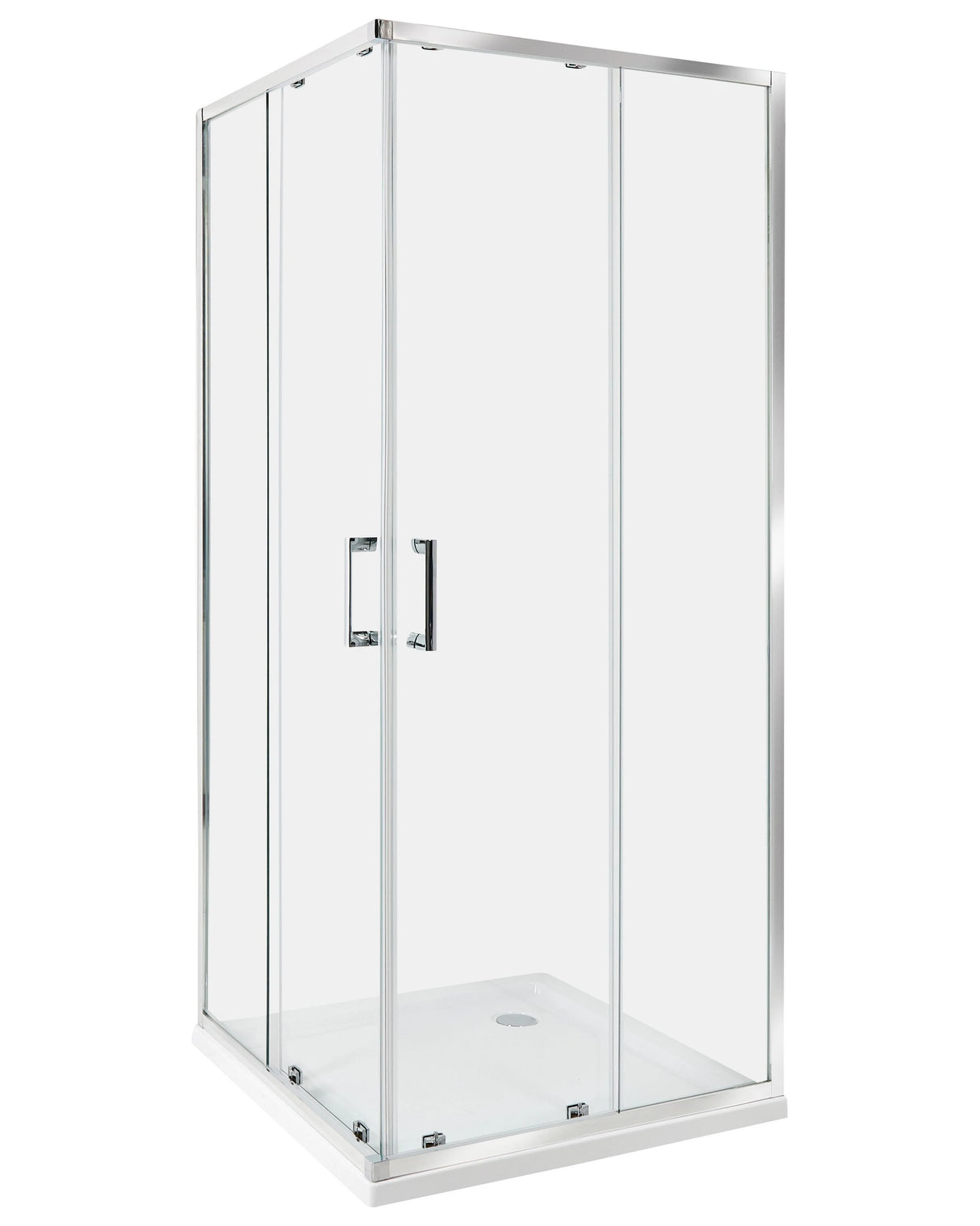 Shower Enclosure Silver Tempered Glass Aluminium Frame Double Door 80 x 80 x 185cm Modern Design Beliani