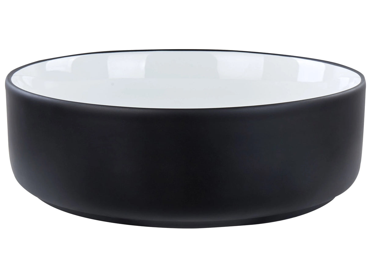 Countertop Basin White and Black Ceramic 360 mm Glossy Finish Bathroom Beliani