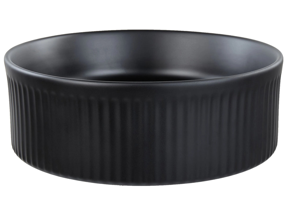 Countertop Basin Black Ceramic 370 mm Matt Round Bathroom Sink Modern Style Beliani