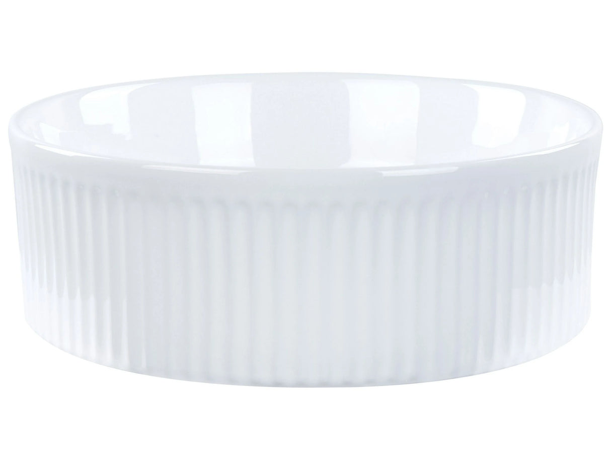 Countertop Basin White Ceramic 370 mm Glossy Round Bathroom Sink Modern Style Beliani