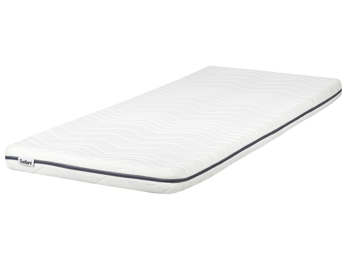 Memory Foam Mattress White EU Single Size 2ft6 Zippered Cover Medium Beliani