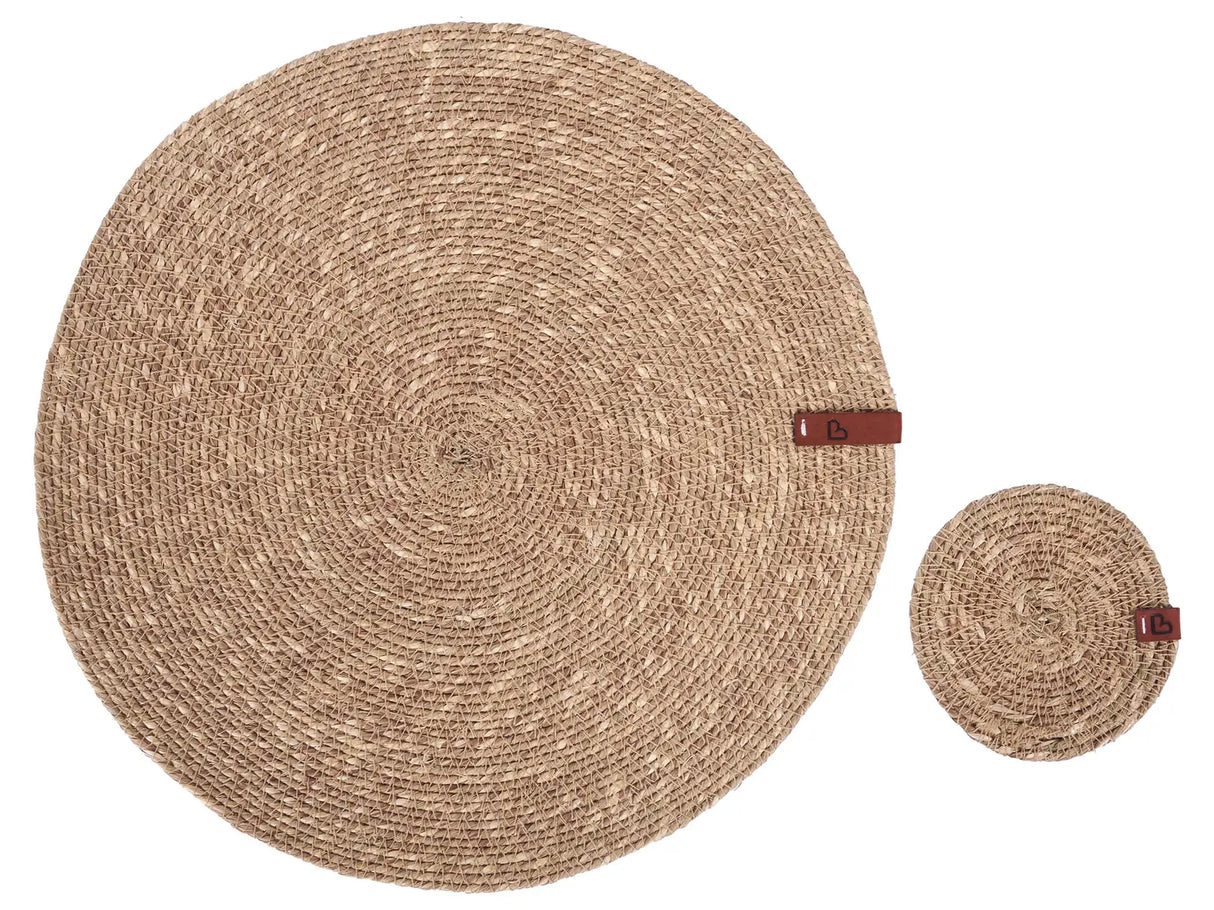 St med 12 bordsknere og underkopper i sgrs 35/10 cm hndlavet boligtilbehr i boho-stil til kkken, spisestue og stue Beliani