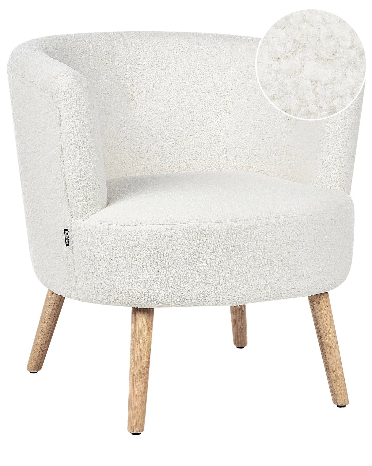 Armchair White Upholstered Boucle Tub Chair Retro Style Beliani