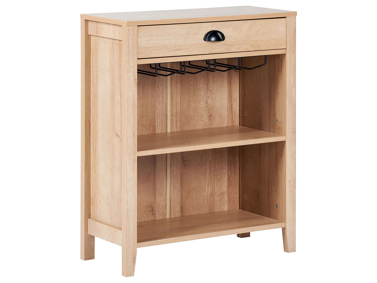 Sideboard Light Wood Particle Board Traditional Elegant 1 Drawer 2 Shelves Living Room Storage Beliani