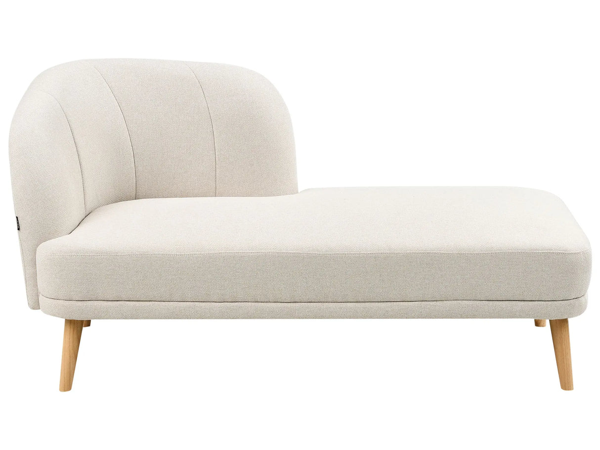 Left Hand Chaise Lounge Light Beige Polyester Fabric Traditional Living Room Furniture Beliani