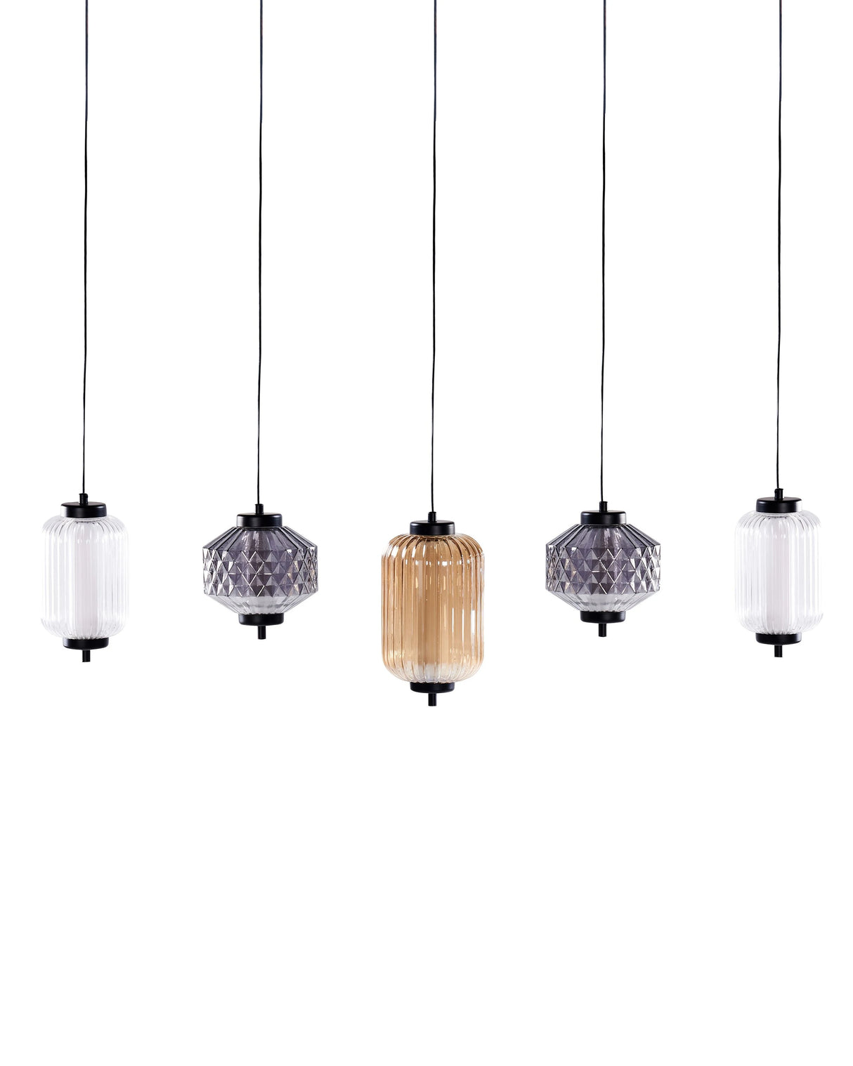 Pendant Lamp Multicolour Transparent Glass Shades Iron 5 Light Modern Design Home Accessories Living Room Beliani