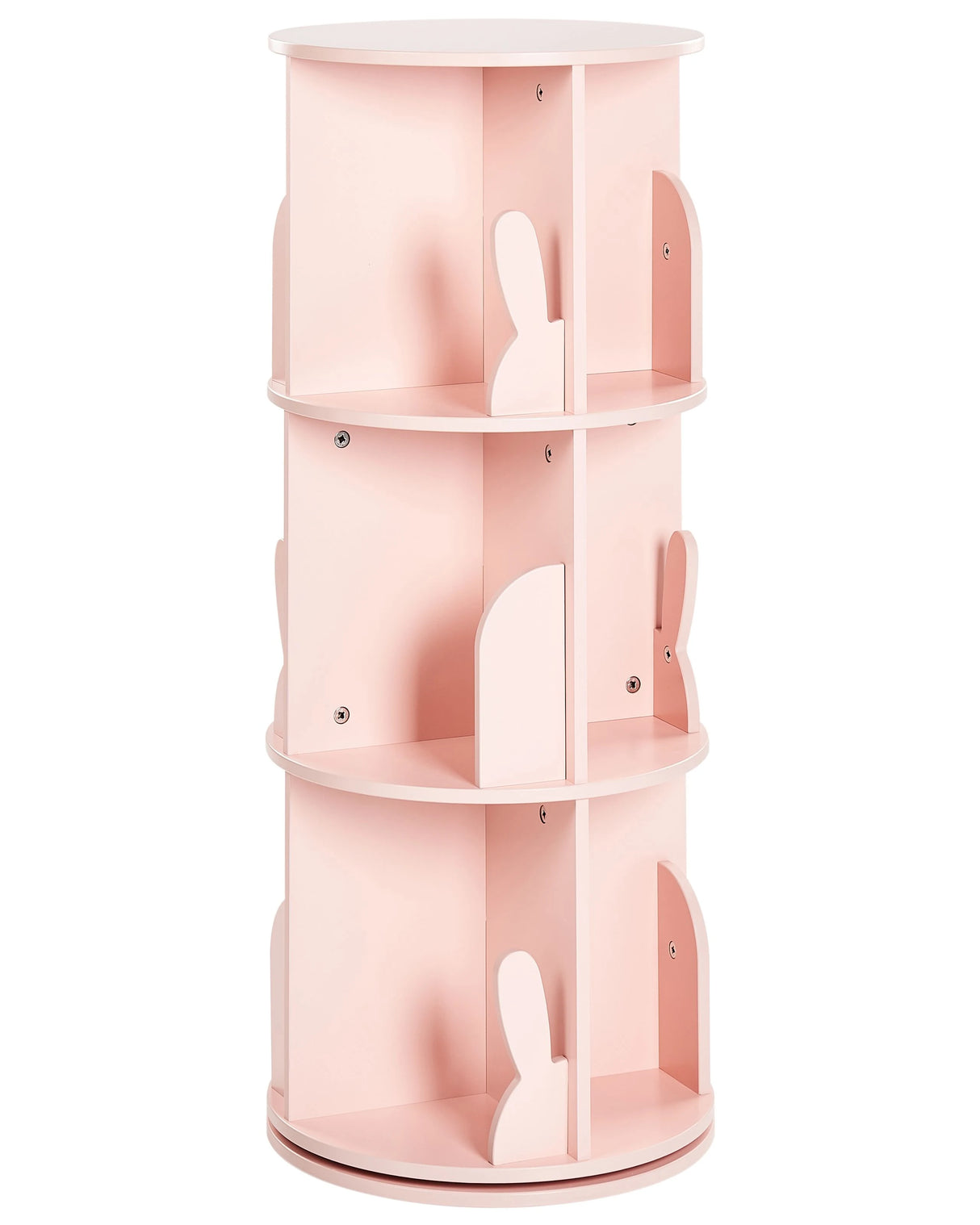 Rotating Bookshelf Pastel Pink MDF 3 Tier Bunny Motif Kids Room Beliani