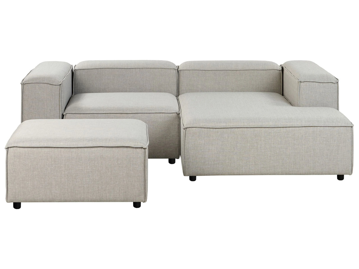 Modular Left Hand Sofa Light Grey Polyester 3 Seater Sectional Corner Sofa with Ottoman Black Legs Modern Living Room Beliani