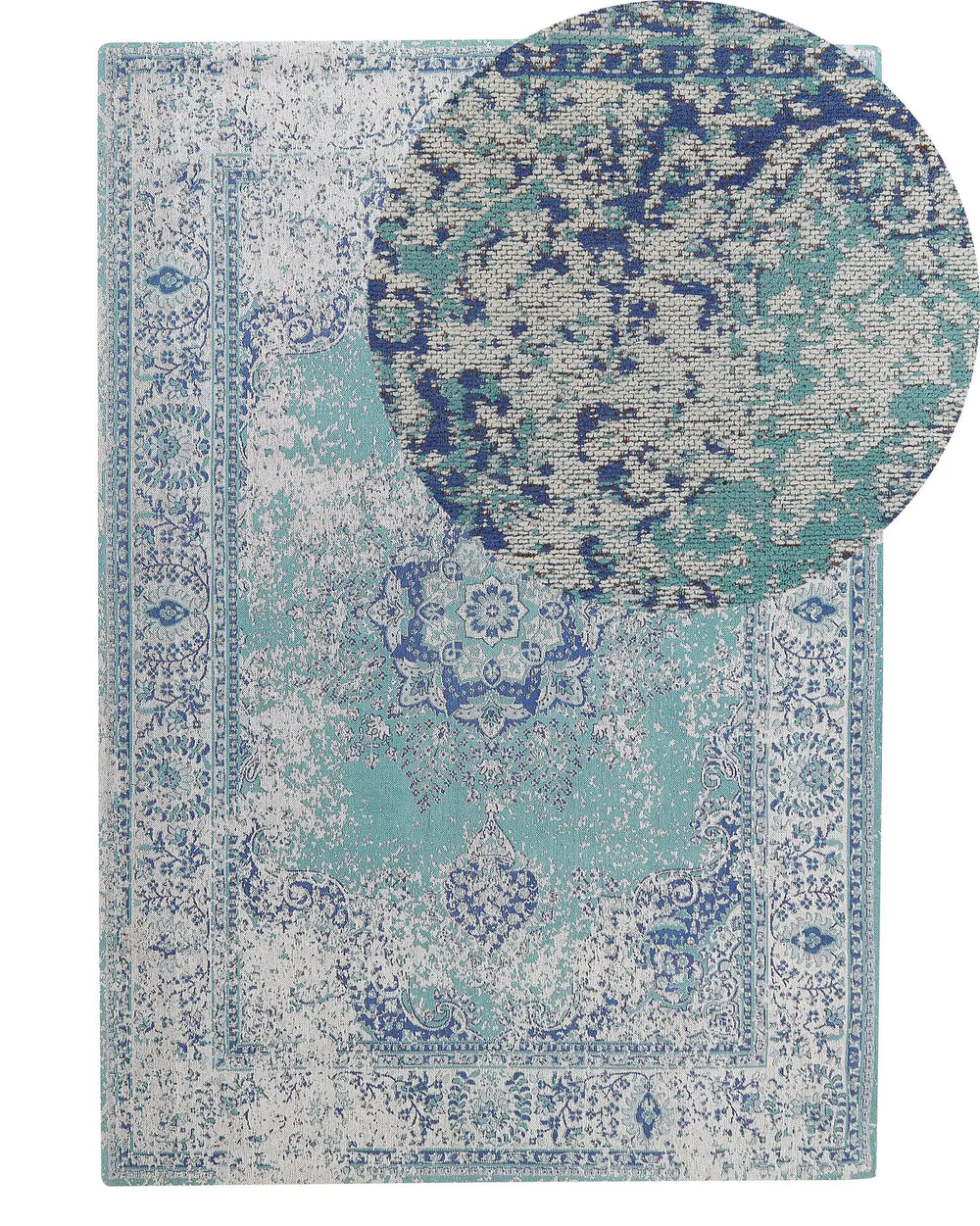 Area Rug Blue 140 x 200 cm Oriental Distressed Living Room Bedroom Beliani