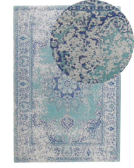 Area Rug Blue 140 x 200 cm Oriental Distressed Living Room Bedroom Beliani