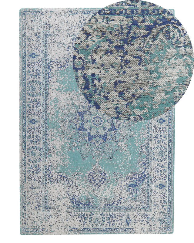 Area Rug Blue 140 x 200 cm Oriental Distressed Living Room Bedroom Beliani