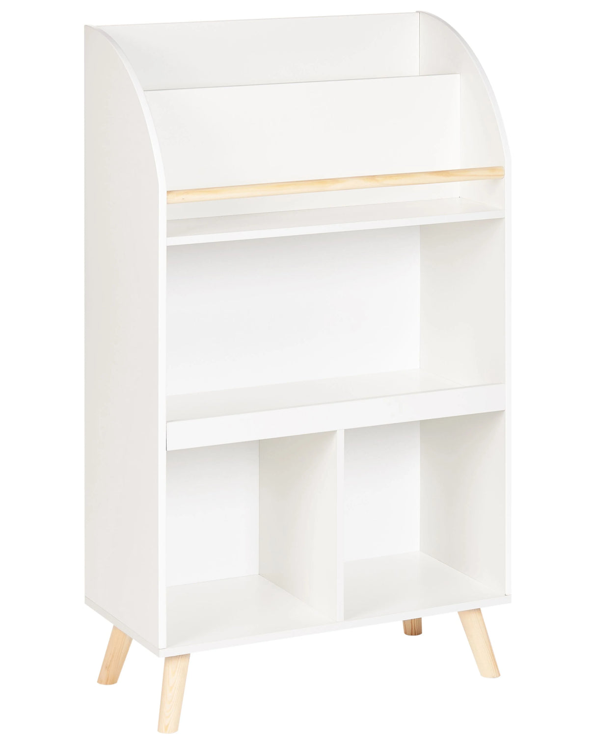 3 Tier Bookshelf White Pine Wood MDF Shelves Beliani