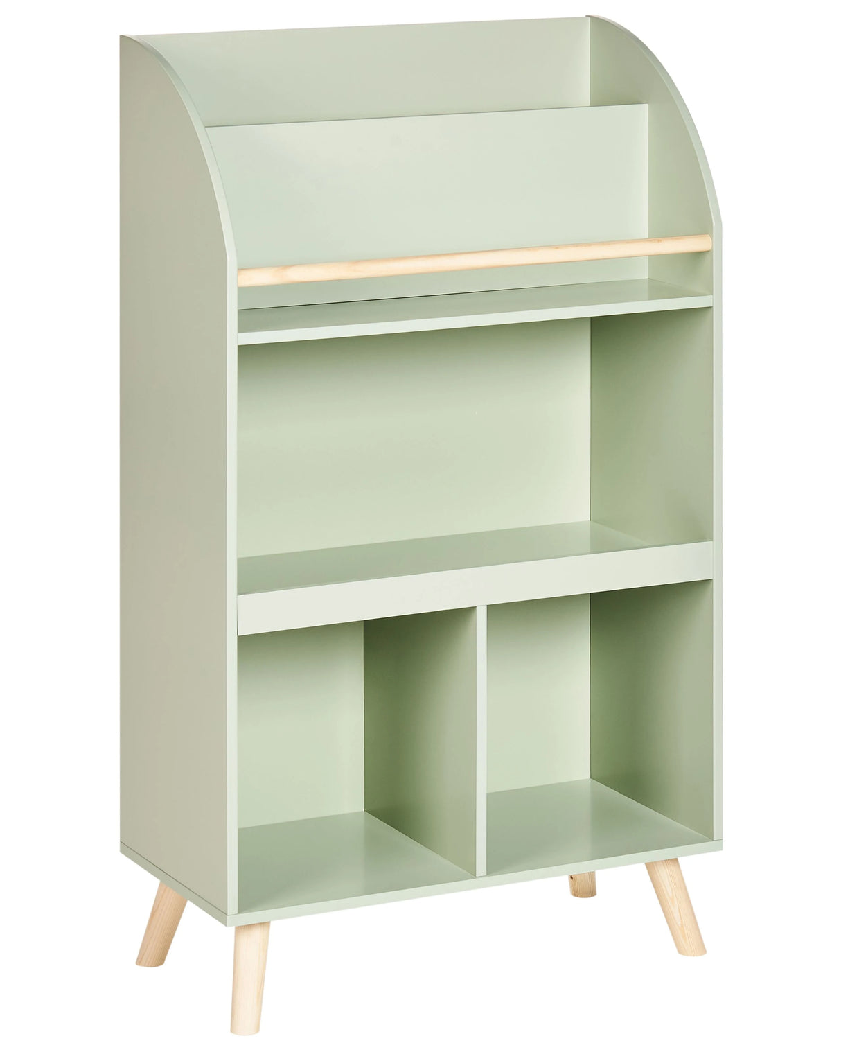 3 Tier Bookshelf Light Green Pine Wood MDF Shelves Beliani