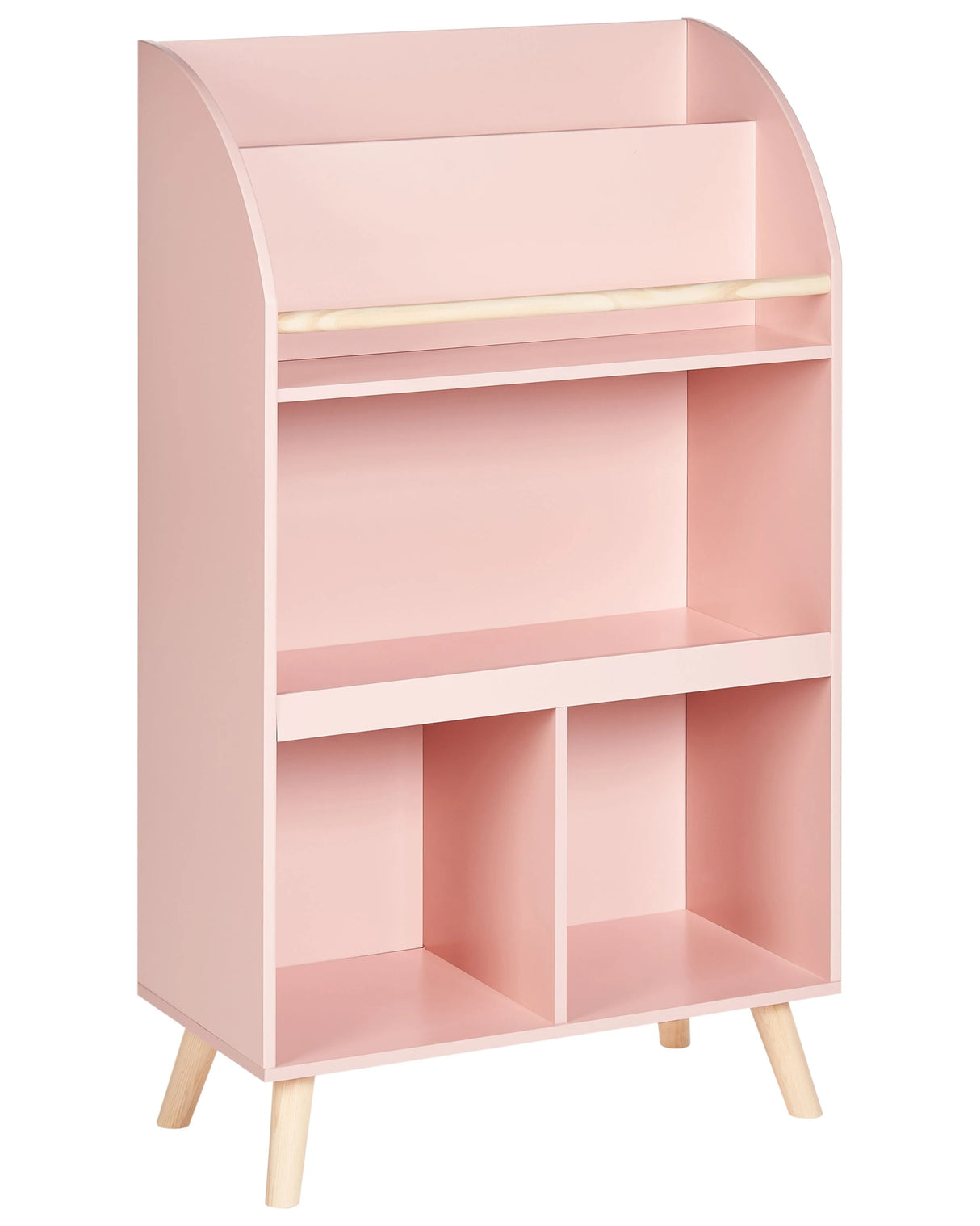 3 Tier Bookshelf Pastel Pink Pine Wood MDF Shelves Beliani