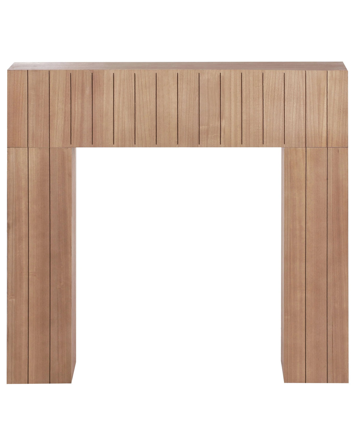 Fireplace Mantel Light Wood MDF 110 x 23 x 100 cm Fireplace Surround Ornated Ribbed Front Modern Japandi Living Room Beliani