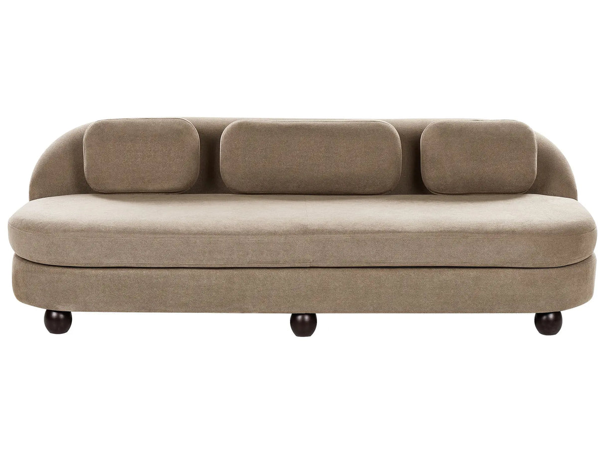 3 Seater Sofa Light Brown Polyester Fabric Metal Legs Loveseat Couch Living Room Furniture Beliani