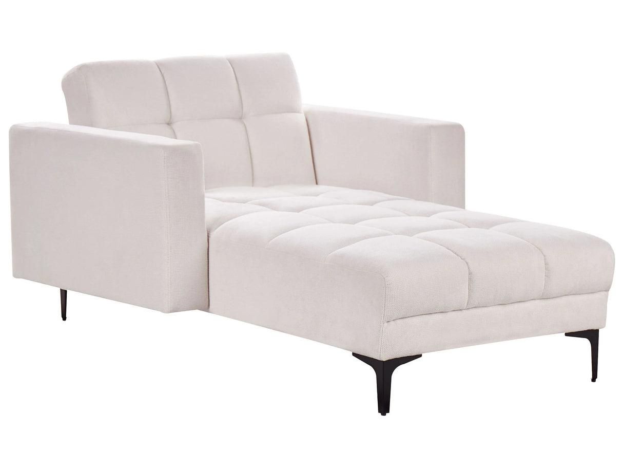Chaise Lounge Off-White Polyester Fabric Upholstery Reclining Backrest 3 Positions Beliani